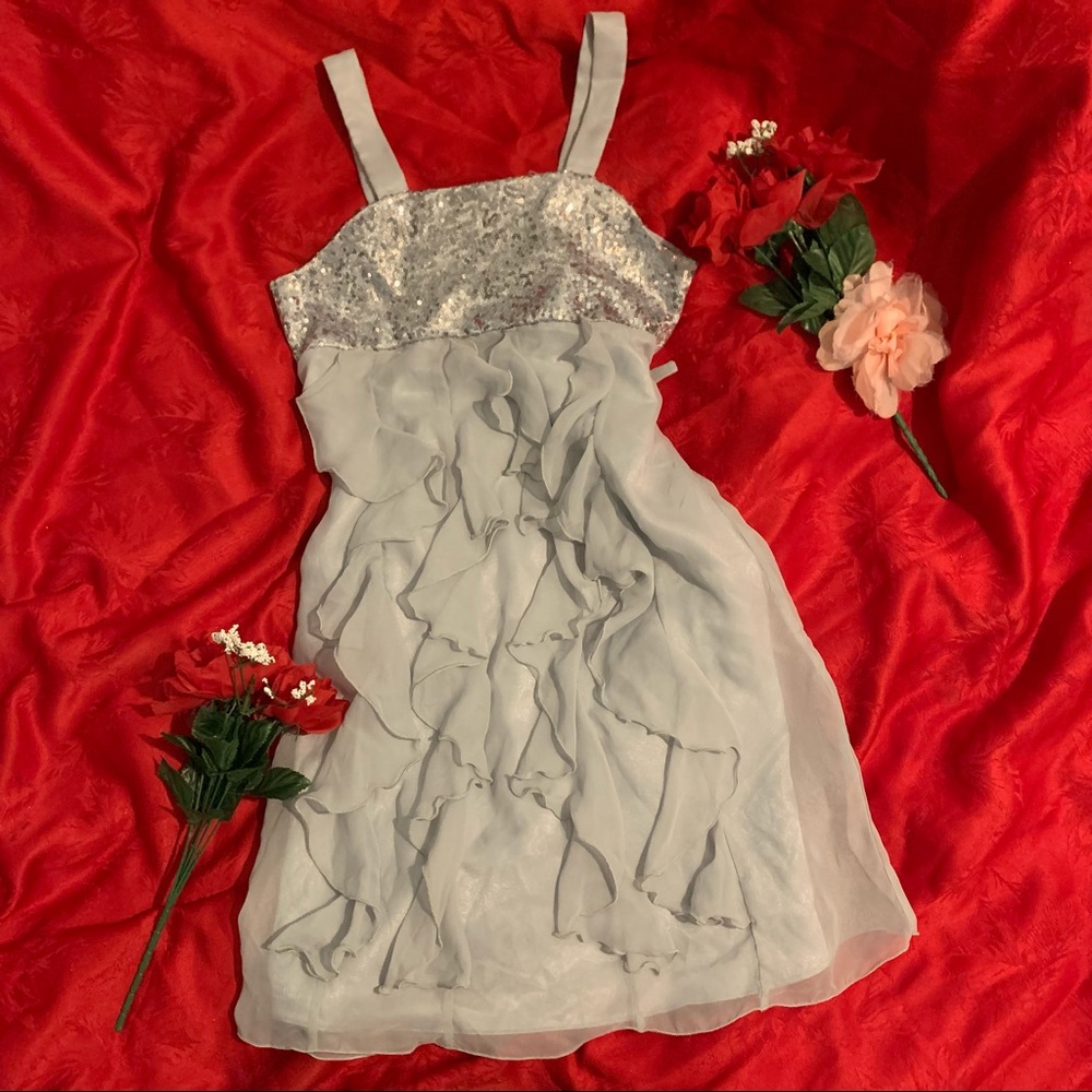 silver sequined silky children’s dress